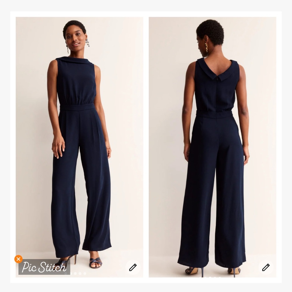 Boden Clarissa Wide Leg Sleeveless Jumpsuit Navy